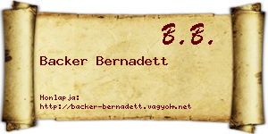 Backer Bernadett névjegykártya